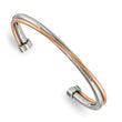 Stainless Steel Polished Rose IP-plated Twisted Cuff Bangle - Birthstone Company