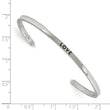 Stainless Steel Polished Love CZ 3mm Cuff Bangle - Birthstone Company
