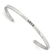 Stainless Steel Polished Love CZ 3mm Cuff Bangle - Birthstone Company