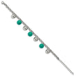 Stainless Steel Polished with Imit.Turquoise Beads with ext. Bracelet for Women - Birthstone Company