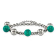 Stainless Steel Polished with Imit.Turquoise Beads with ext. Bracelet for Women - Birthstone Company