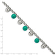 Stainless Steel Polished with Imit.Turquoise Beads with ext. Bracelet for Women - Birthstone Company