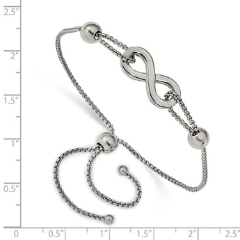Stainless Steel Polished Infinity Symbol Adjustable Bracelet - Birthstone Company