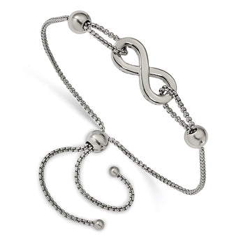 Stainless Steel Polished Infinity Symbol Adjustable Bracelet - Birthstone Company