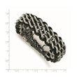 Stainless Steel Polished Black Leather Bracelet - Birthstone Company