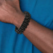 Stainless Steel Polished Rounded Braided Black Leather Bracelet - Birthstone Company