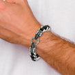 Stainless Steel Polished Blk Leather Antiqued Dragon Head Bracelet - Birthstone Company