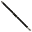 Stainless Steel Brushed/Polished Blk Leather Blk IP Blk Rubber Bracelet - Birthstone Company