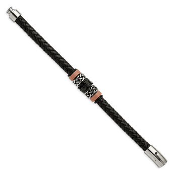 Stainless Steel Polished/Antiqued Blk IP Brown IP Blk Rubber Blk Leather Br - Birthstone Company