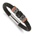 Stainless Steel Polished/Antiqued Blk IP Brown IP Blk Rubber Blk Leather Br - Birthstone Company