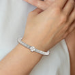 Stainless Steel Polished Flexible Four Leaf Clover Bangle - Birthstone Company