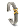 Stainless Steel Polished Textured Yellow IP-plated Bangle - Birthstone Company