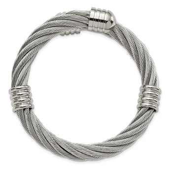 Stainless Steel Polished Adjustable Twist Wire Cuff Bangle - Birthstone Company