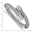 Stainless Steel Polished Adjustable Twist Wire Cuff Bangle - Birthstone Company