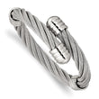 Stainless Steel Polished Adjustable Twist Wire Cuff Bangle - Birthstone Company