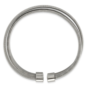 Stainless Steel Polished and Textured Moveable Cuff Bangle - Birthstone Company