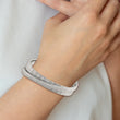 Stainless Steel Polished and Textured Moveable Cuff Bangle - Birthstone Company