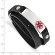 Stainless Steel Polished Enamel Leather Wrap Medical Adj Bracelet - Birthstone Company