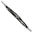 Stainless Steel Polished w/Druzy and Crystal Leather w/.75in ext. Bracelet - Birthstone Company