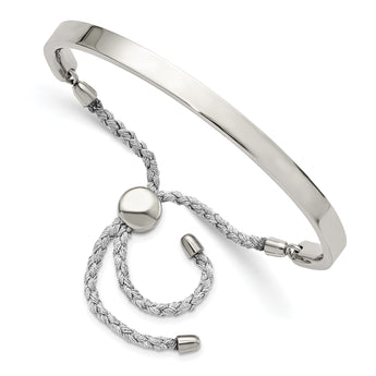 Stainless Steel Polished Bar Adjustable Bracelet - Birthstone Company