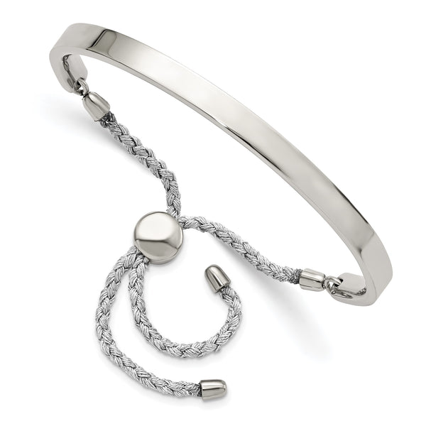 Stainless Steel Polished Bar Adjustable Bracelet - Birthstone Company