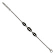 Stainless Steel Polished Black IP-plated 7in w/1in ext. Cross Bracelet - Birthstone Company