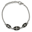 Stainless Steel Polished Black IP-plated 7in w/1in ext. Cross Bracelet - Birthstone Company