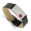 Stainless Steel Polished Enameled Leather Adju. 6.5in to 8.25in Medical Bra - Birthstone Company
