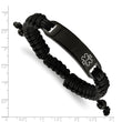 Stainless Steel Polished Black IP Nylon Adjustable Medical ID Bracelet - Birthstone Company