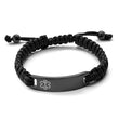 Stainless Steel Polished Black IP Nylon Adjustable Medical ID Bracelet - Birthstone Company