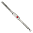 Stainless Steel Polished with Red Enamel 8in Medical ID Bracelet - Birthstone Company