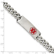 Stainless Steel Polished with Red Enamel 8in Medical ID Bracelet - Birthstone Company