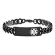 Stainless Steel Polished Black IP w/White Enamel 8in MED ID Bracelet - Birthstone Company