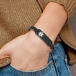 Stainless Steel Polished Black IP w/White Enamel 8in MED ID Bracelet - Birthstone Company
