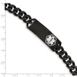 Stainless Steel Polished Black IP w/White Enamel 8in MED ID Bracelet - Birthstone Company