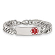 Stainless Steel Polished with Red Enamel 8.5in Medical ID Bracelet - Birthstone Company