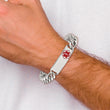 Stainless Steel Polished with Red Enamel 8.5in Medical ID Bracelet - Birthstone Company