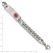 Stainless Steel Polished with Red Enamel 8.5in Medical ID Bracelet - Birthstone Company