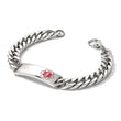 Stainless Steel Polished with Red Enamel 8.5in Medical ID Bracelet - Birthstone Company