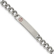 Stainless Steel Polished with Red Enamel 8in Medical ID Bracelet - Birthstone Company