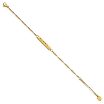 Stainless Steel IP-plated Yellow CZ Enjoy the little w/1.5in ext Bar Bracel - Birthstone Company