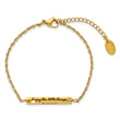 Stainless Steel IP-plated Yellow CZ Enjoy the little w/1.5in ext Bar Bracel - Birthstone Company