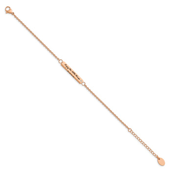 Stainless Steel IP-plated Rose CZ Enjoy the little w/1.5in ext Bar Bracelet - Birthstone Company
