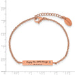 Stainless Steel IP-plated Rose CZ Enjoy the little w/1.5in ext Bar Bracelet - Birthstone Company