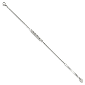 Stainless Steel Polished CZ Enjoy the little things w/ 1.5in ext Bar Bracel - Birthstone Company