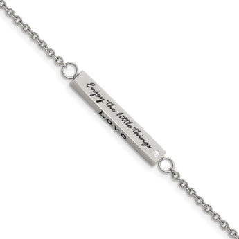 Stainless Steel Polished CZ Enjoy the little things w/ 1.5in ext Bar Bracel - Birthstone Company