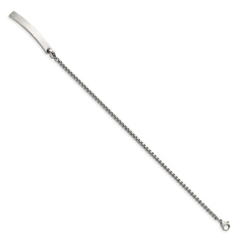 Stainless Steel Polished Box Chain w/Removeable ID Plate 8.5in Bracelet - Birthstone Company