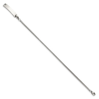 Stainless Steel Polished Box Chain w/Removeable ID Plate 8.5in Bracelet - Birthstone Company