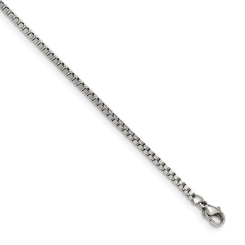 Stainless Steel Polished Box Chain w/Removeable ID Plate 8.5in Bracelet - Birthstone Company