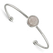 Stainless Steel Polished with Rose Quartz Cuff Bangle - Birthstone Company